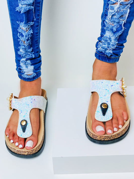 "Alison" Glitter & Pearl Sandals