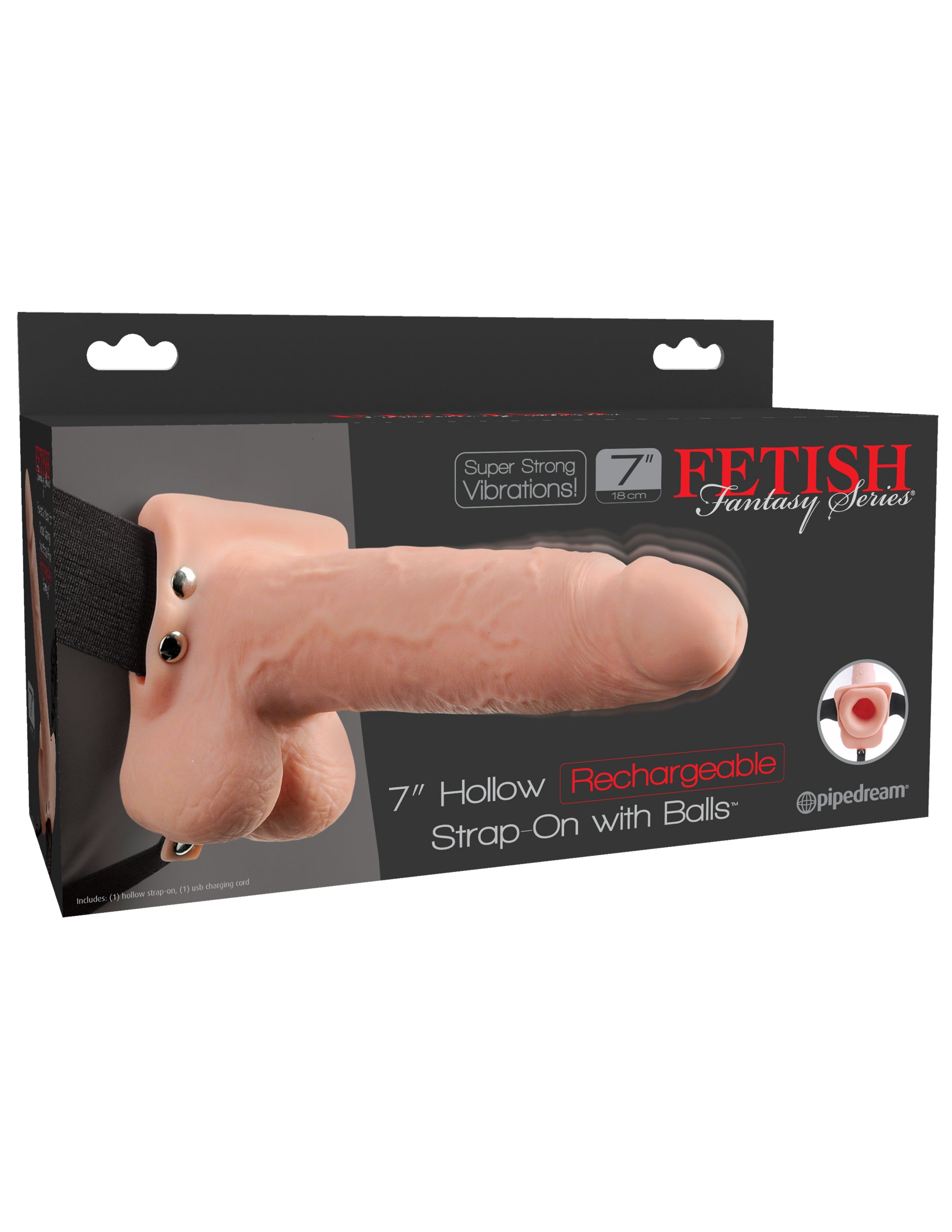 FETISH FANTASY 7 INCH HOLLOW STRAP ON WITH BALLS