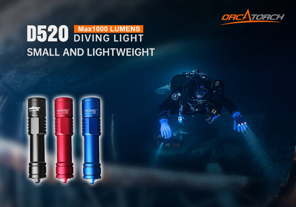 OrcaTorch D520 Scuba Diving Light Small and Lightweight