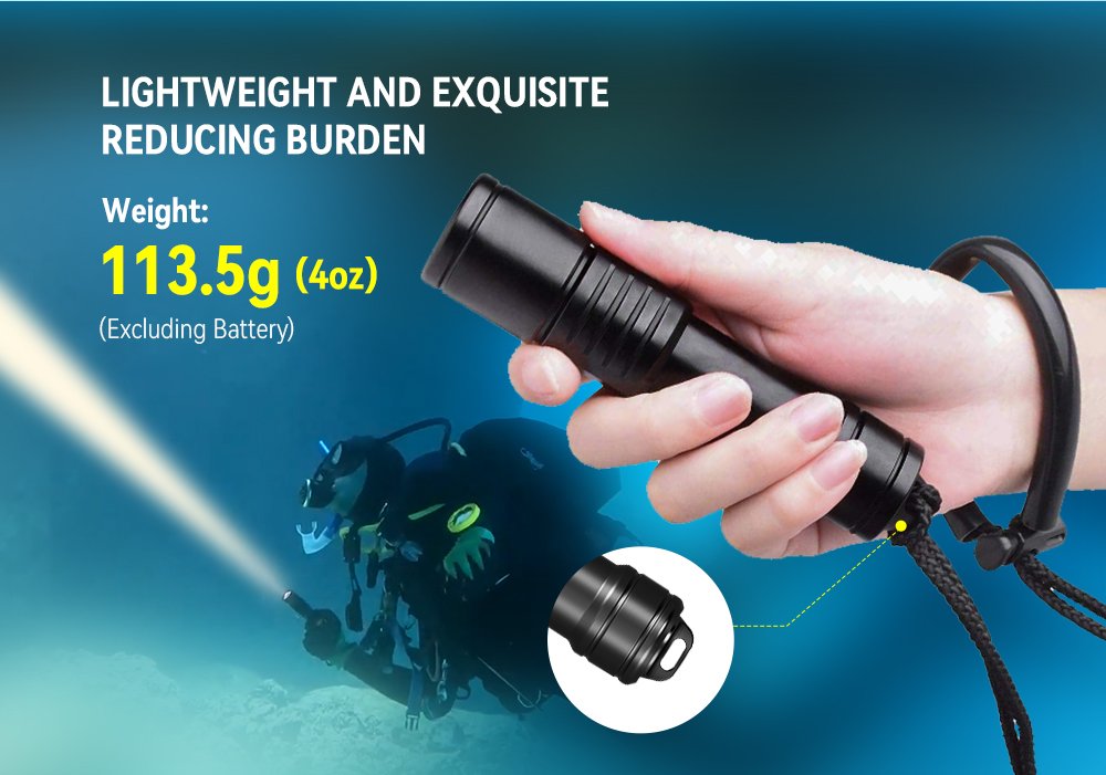 OrcaTorch D520 Scuba Diving Light Lightweight 113.5g (Excluding battery)