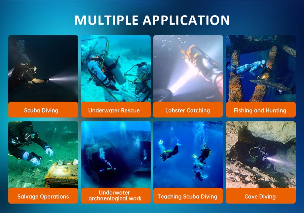OrcaTorch D550 scuba diving light Multiple Applications