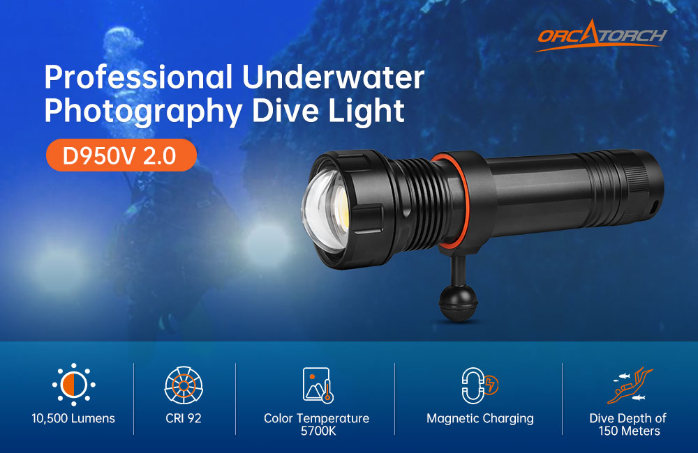 OrcaTorch D950V 2.0 Professional Underwater Video Light