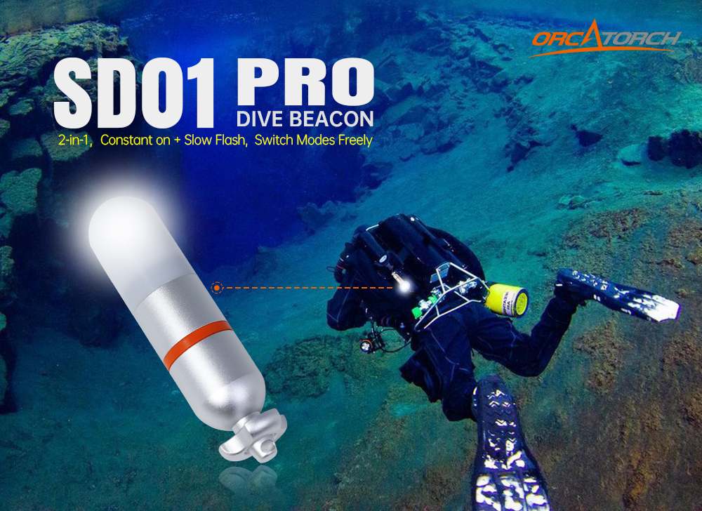 OrcaTorch SD01 Pro Dive Beacon 2-in- Constant on / Flash