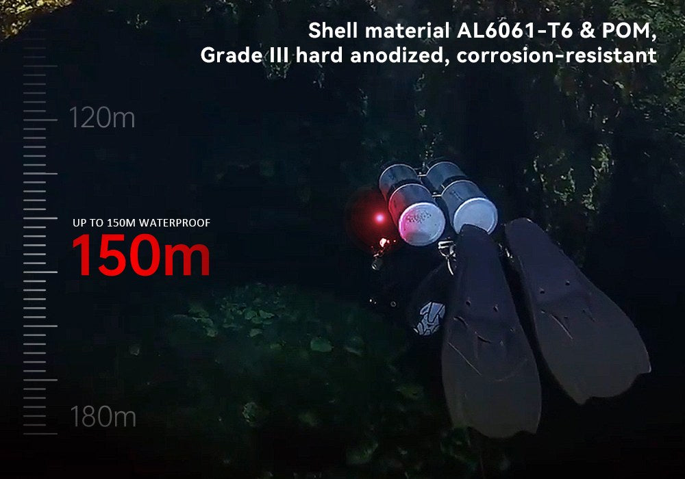 OrcaTorch SD01 Pro Dive Beacon A6061-T6 material