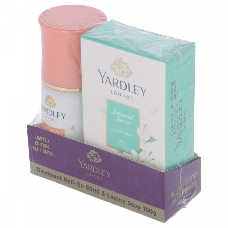 Yardley Londen Imperial Jasmine Luxury Soap 100g and Deo Roll-on English Rose 50ml Value Pack - HKarim Buksh