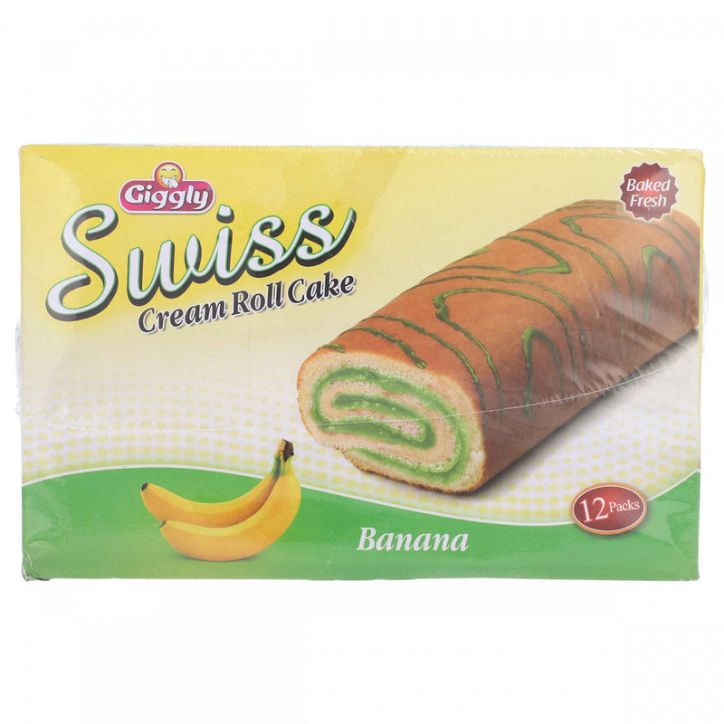 Giggly Swiss Cream Banana Roll Cake 12 Packs - HKarim Buksh