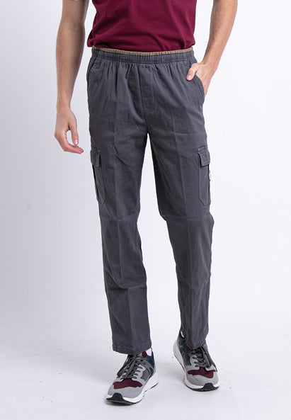 Bene Kleed Grey Loose Fit Cotton Parachute Cargo Trousers