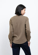 Forest Ladies Long Sleeve Woven LADY PLAIN ROUND NECK TEE -822196