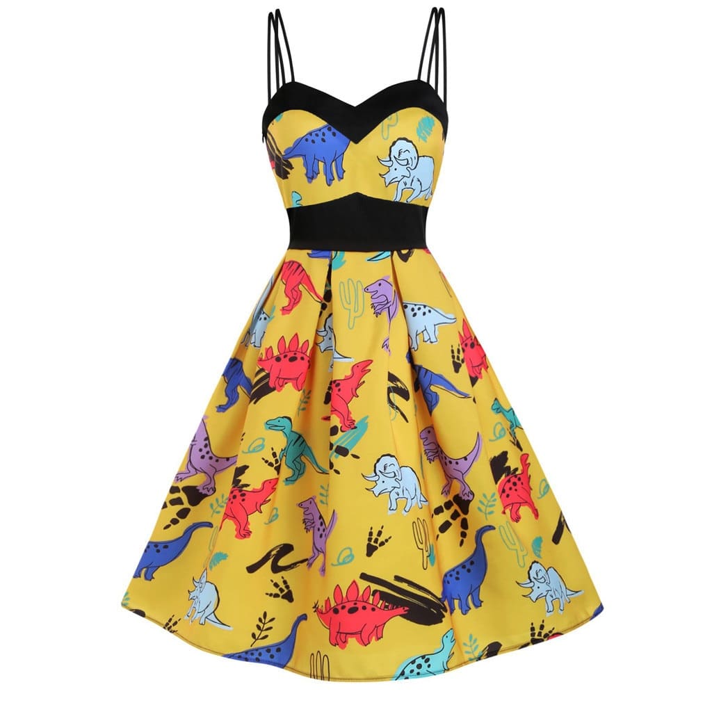 Dinosaur Print Dual Strap Dress