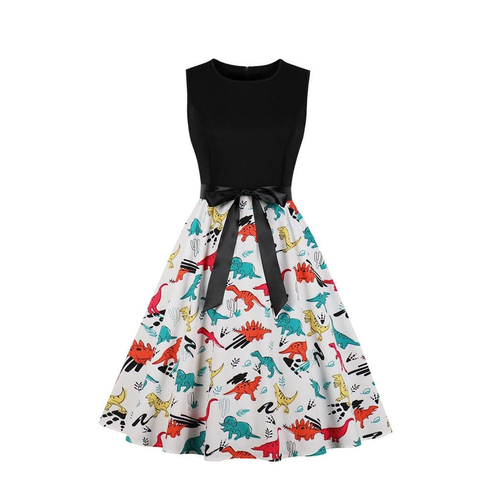 Dinosaur Print Vintage Dress