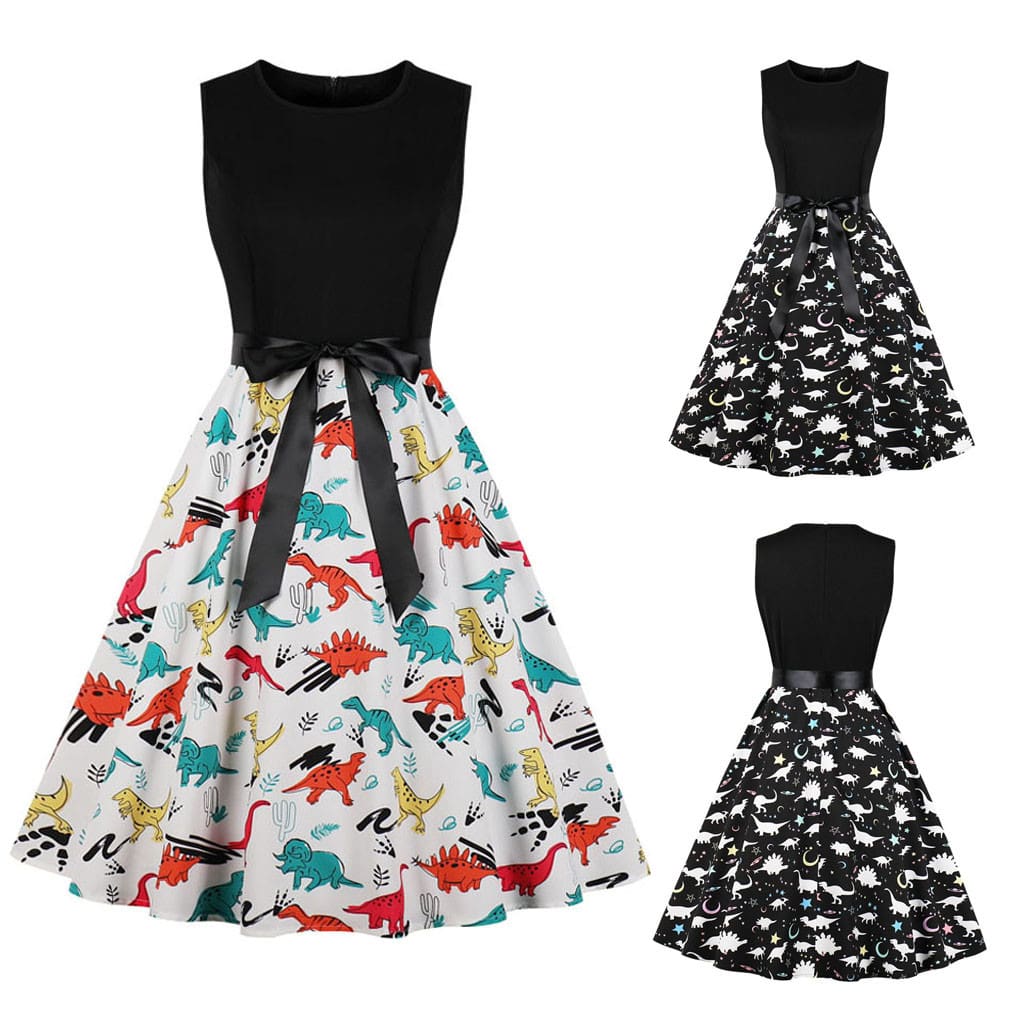 Dinosaur Print Vintage Dress