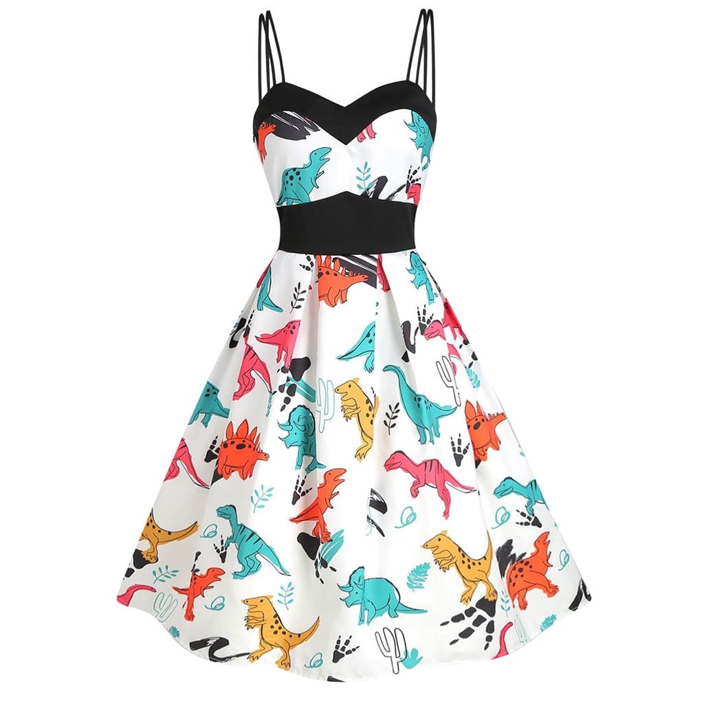 Dinosaur Print Dual Strap Dress