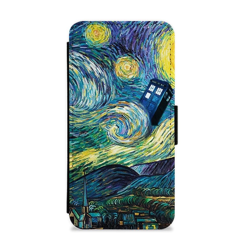 شركة العزم Starry Night Tardis - Doctor Who Flip / Wallet Phone Case - Fun Cases coque iphone 12 Doctor Who Tardis Quotes Blue