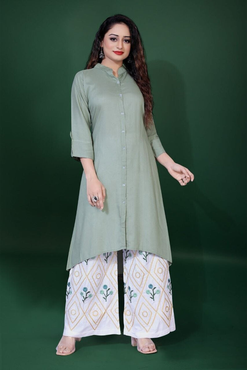 Buy Women A-Line Kurti with Smart Afghani Pants Online