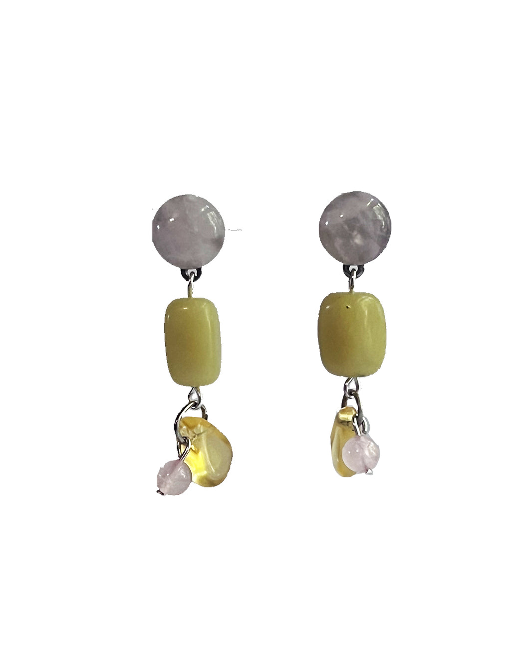 Semifine  - Rose Quartz Lemon Jade Earrings | cukimber designs