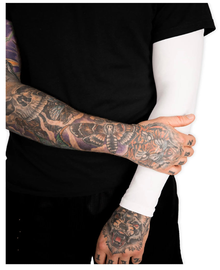 White Full Tattoo Cover Arm Sleeve Full Cover Up Sleeve Tatcover