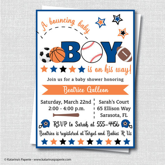 sports baby shower invitation