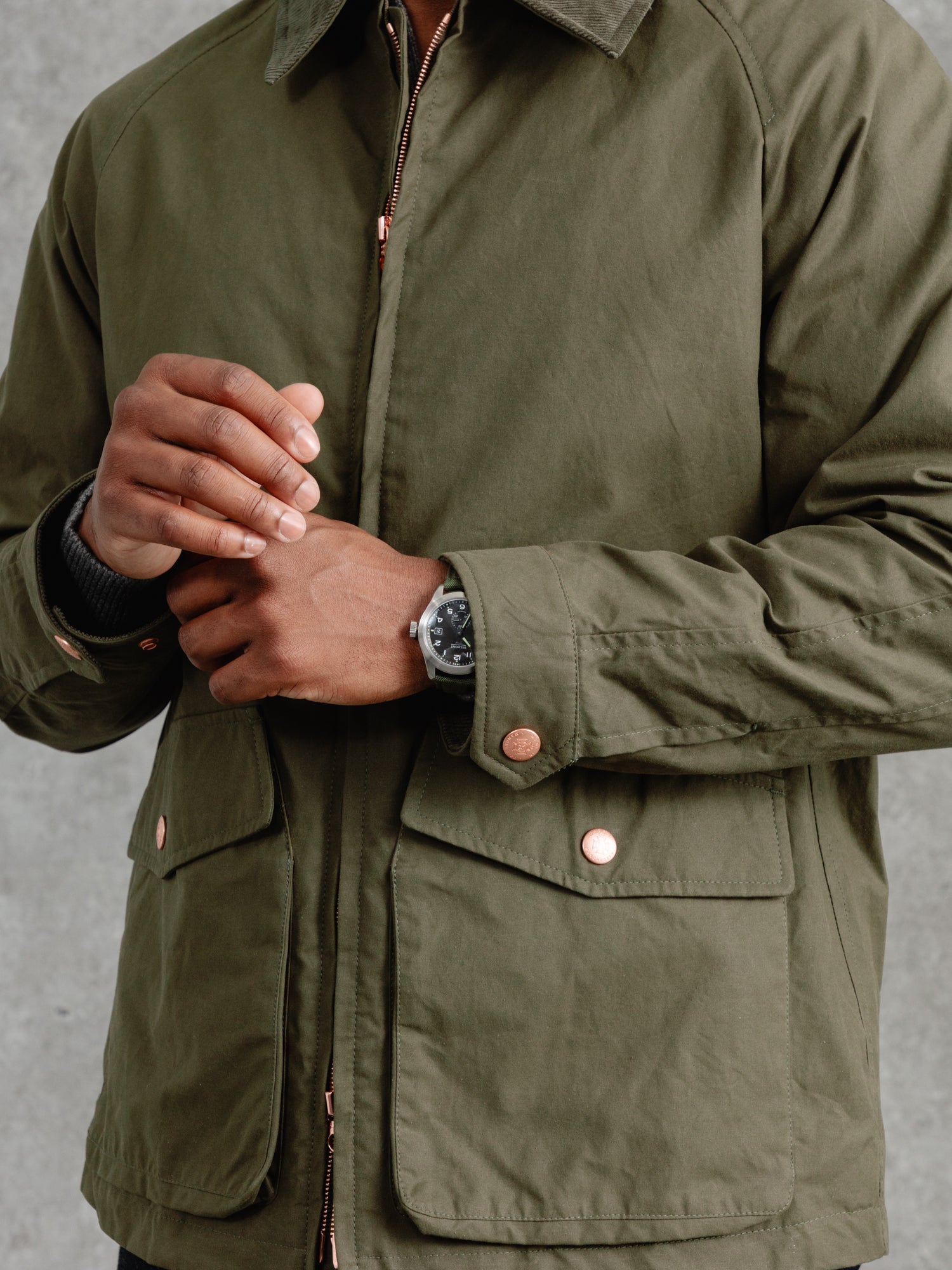 PWVC SS24 ECOMM LUKE DAY1 THE CASUAL WAX JACKET OLIVE 668
