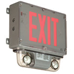 Class 1 Division 2 Exit Sign Emergency Lights Combo - 6V-20W, Ni-Cd, Advanced Diagnostics (audible), 2 heads, 6V-4W, MR16 LED