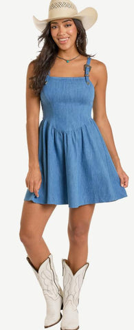WOMEN’S ROCK & ROLL DENIM MINIDRESS BUCKLES MEDIUM WASH DRESS | BWD0R06315