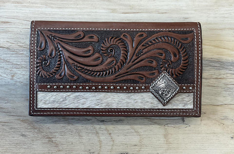  Men's 3D Genuine Leather Wallet, Hand-Carved, Hand