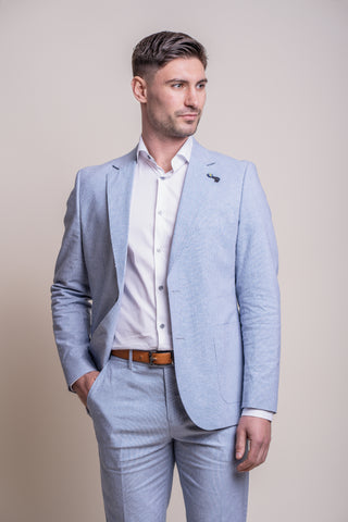 Blue linen blazer for men