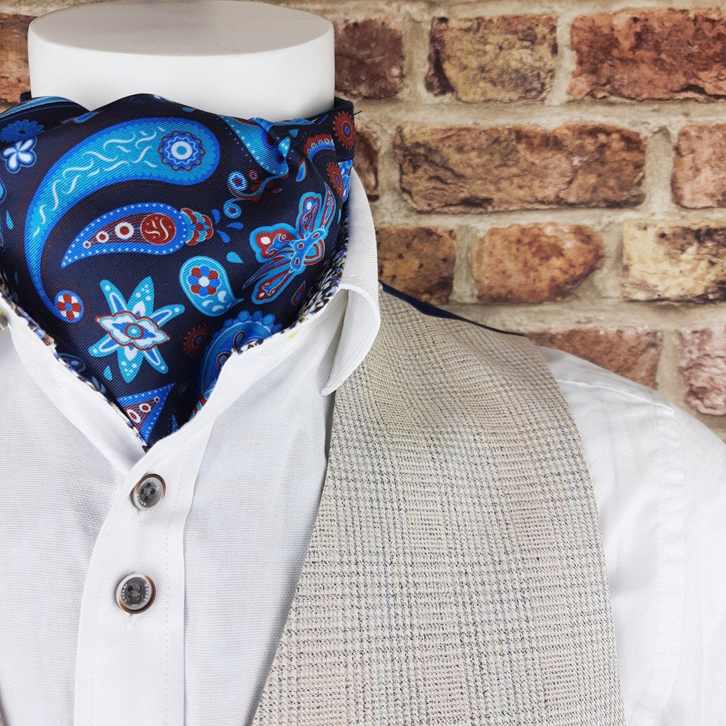 Paisley Blue Silk Cravat | Men's Sky Blue Silk Cravat | Silk Cravate ...