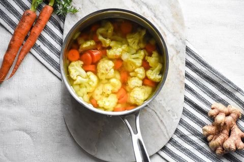 Stovetop Ingredients with Carrot and Cauliflower