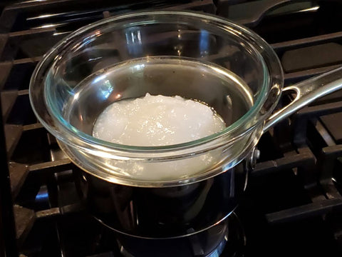 double boiler with coconut oil
