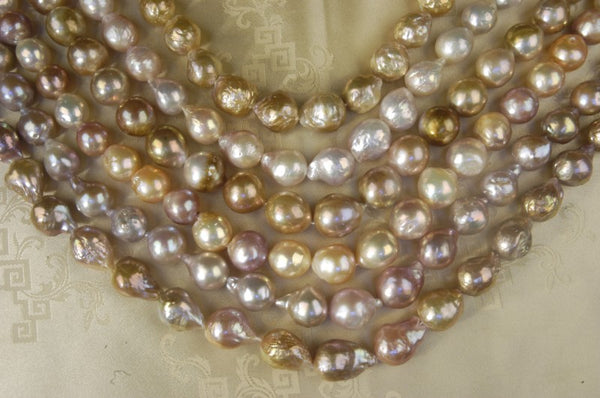 Ripple pearls have texture typical of baroque and semi-baroque in-body nucleated freshwater pearl.