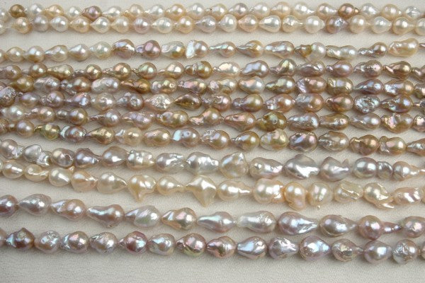 Various baroque flame type (mantle cultivated) bead nucleated freshwater pearls