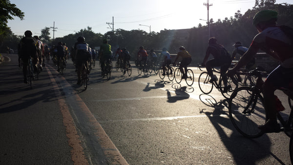 Road cyclists at Quezon City Memorial Circle