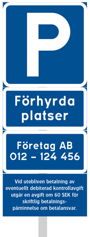 p förhyrda platser kontrollavgift