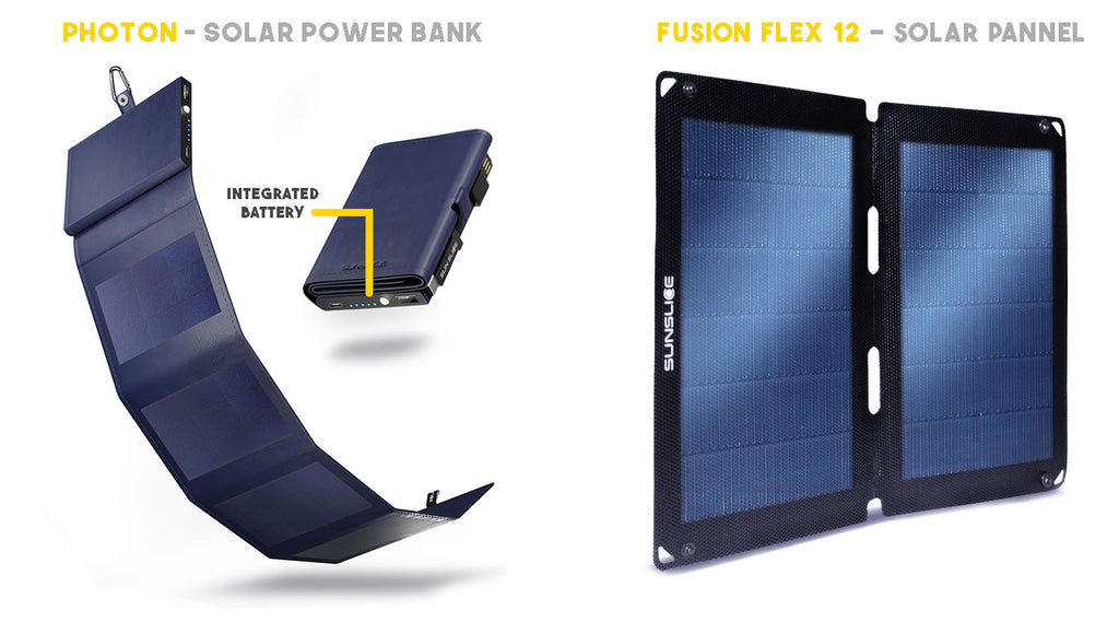 Solar power bank Photon and a solar panel Fusion flex 12