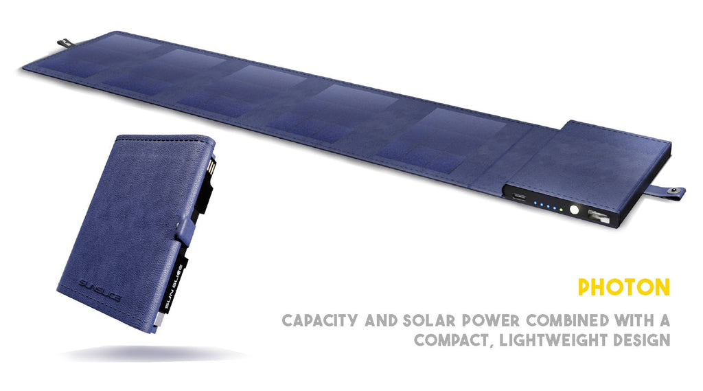 solar power bank charger open and close on a white background : Photon, Capacity and solar power combined with a compact lightweight design