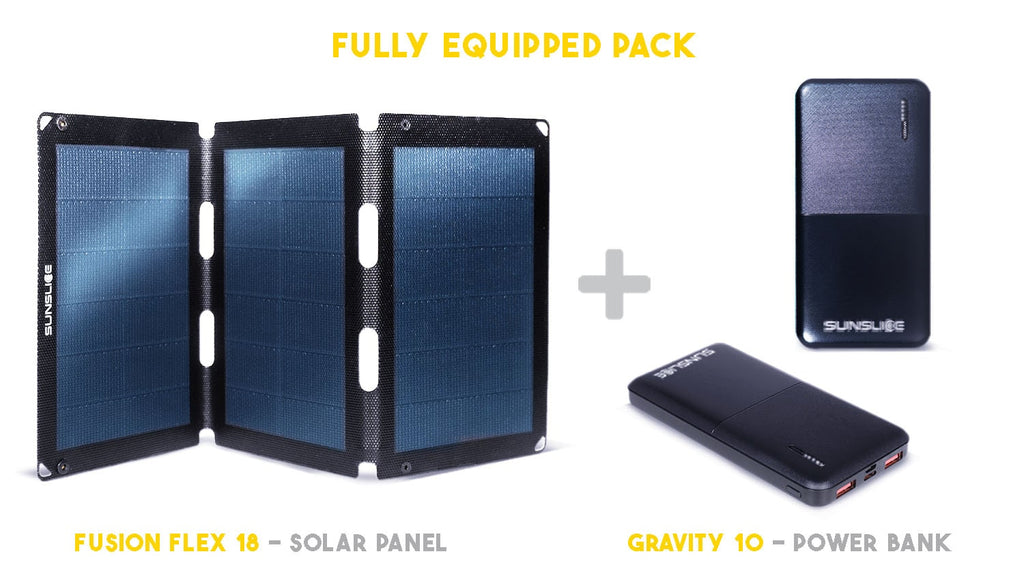 Solar panel Fusion flex 18 packed with a power bank Gravity 10