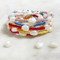 Personalised Pearl Colourful Bracelets