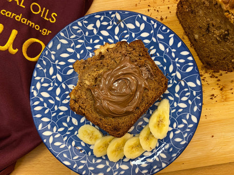 banana bread με πραλίνα φουντουκιού