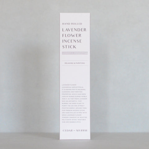 Cedar & Myrrh - Hand Rolled Lavender Flower Incense Stick