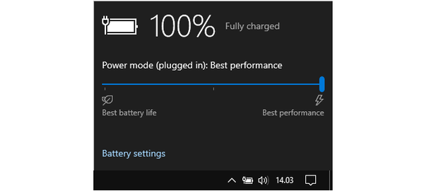 Battery settings at best performance