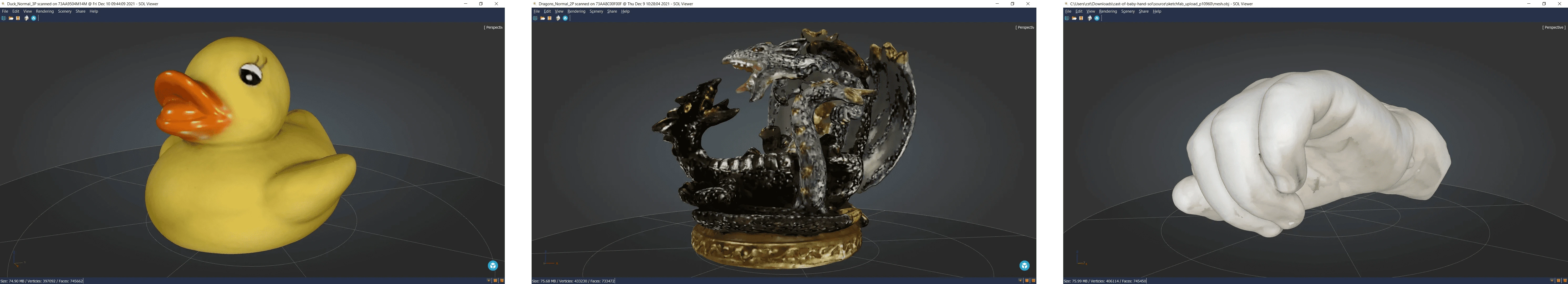 3D models scanned with SOL