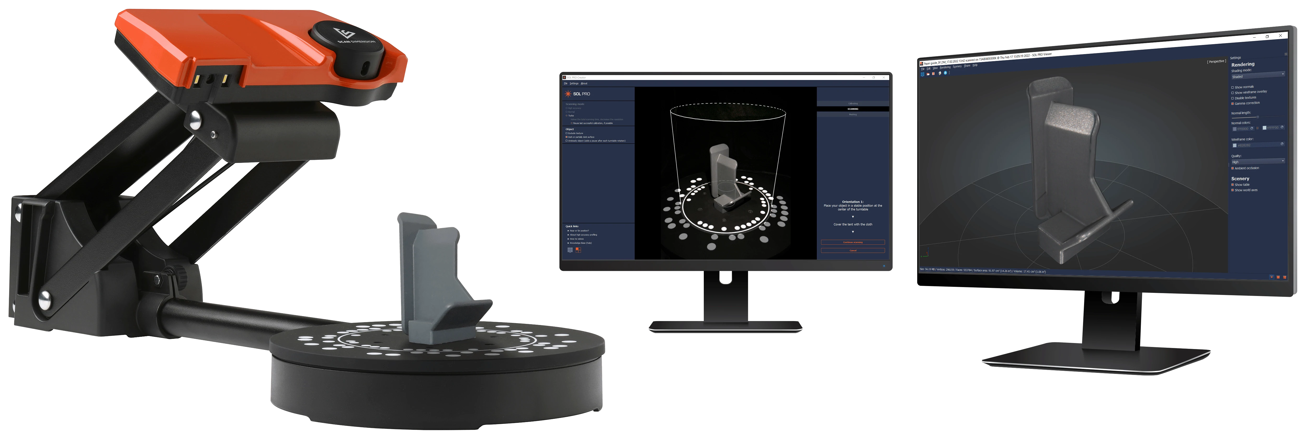 SOL PRO 3D-Laserscanner für kleine Objekte - Teile und Produkte werden geprüft