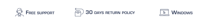 Free support, 30 day return and Windows support
