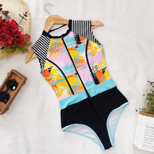 Load image into Gallery viewer, New Sleeve Zipper Swimsuit Women&#39;s New Stitching Integrated Surfing Dress