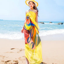 Load image into Gallery viewer, 140x190cm Pareo Scarf Women Beach Sarongs Beach Cover Up Summer Chiffon Scarves Geometrical Design Plus Size Towel
