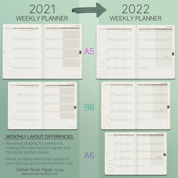 Wonderland222 2022 Changes to the Monthly Spread (Click to enlarge)