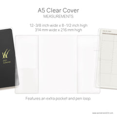 Clear Vinyl notebook and planner covers by Wonderland 222 in sizes A5, B6 and A6