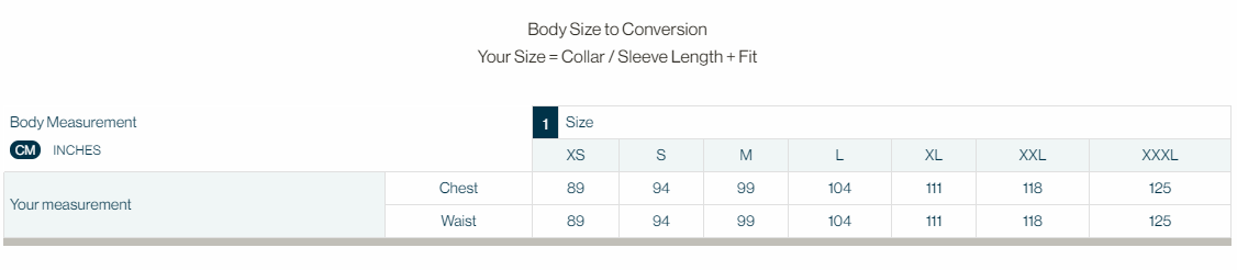 DET tshirt sizing guide