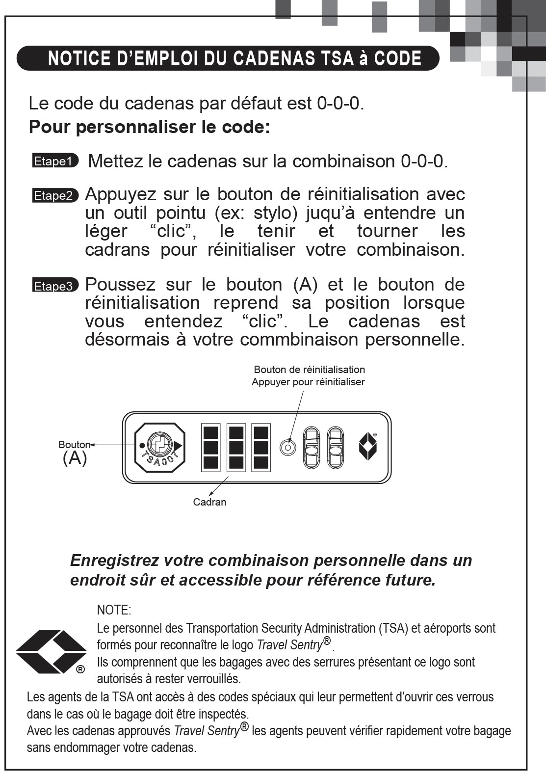 serrure TSA bagage my little train