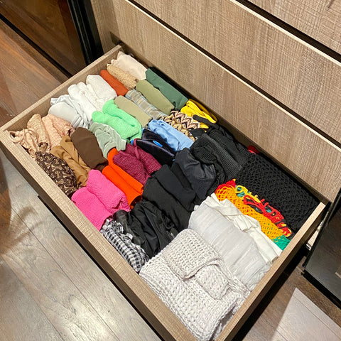 organise swimsuits in drawer